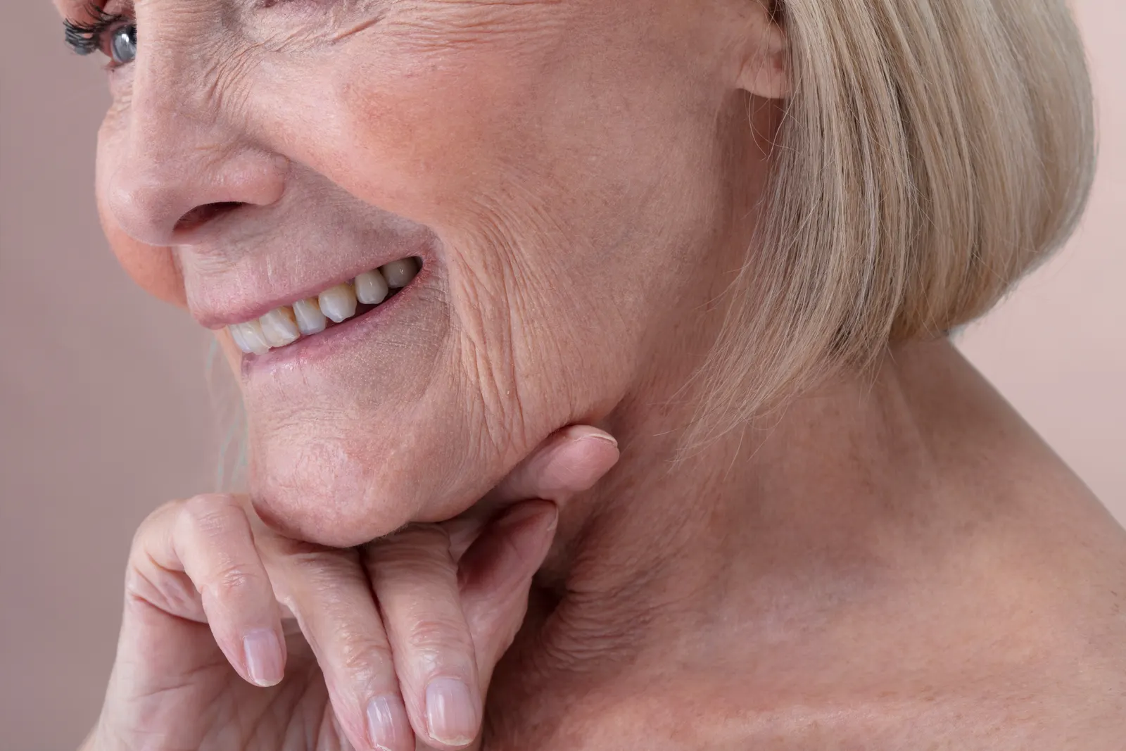 Uneven skin texture in close-up