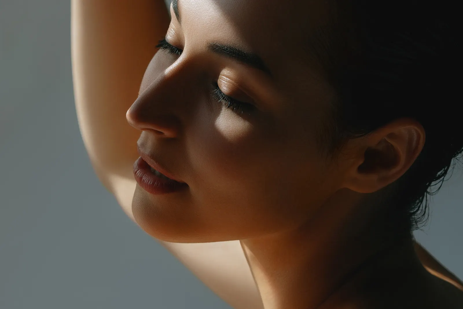 Jawline and neck in natural light